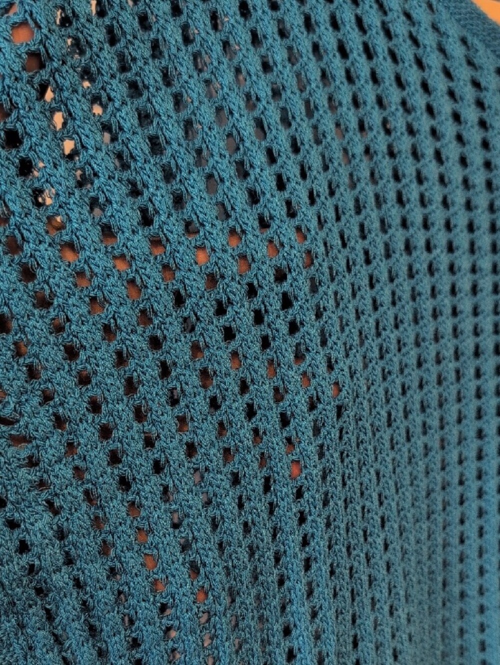 Zenana Open-Knit Scoop Neck Sweater in Teal NWOT Size L - Picture 4 of 6
